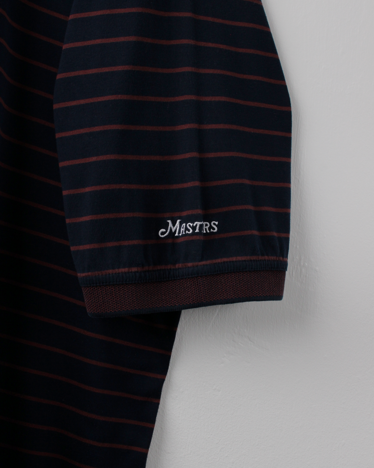 90s Masters Collection Navy & Brown Striped Polo (XL)