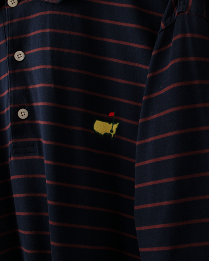 90s Masters Collection Navy & Brown Striped Polo (XL)