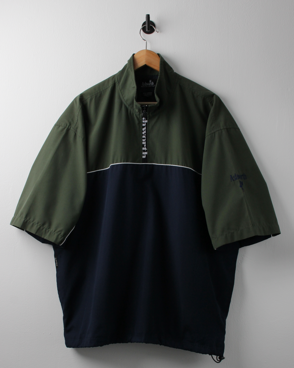00s Ashworth Navy & Green Short Sleeve Windbreaker (XL)