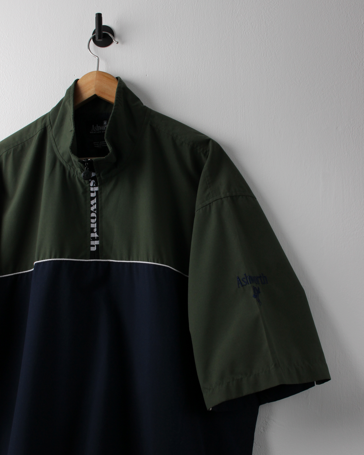 00s Ashworth Navy & Green Short Sleeve Windbreaker (XL)