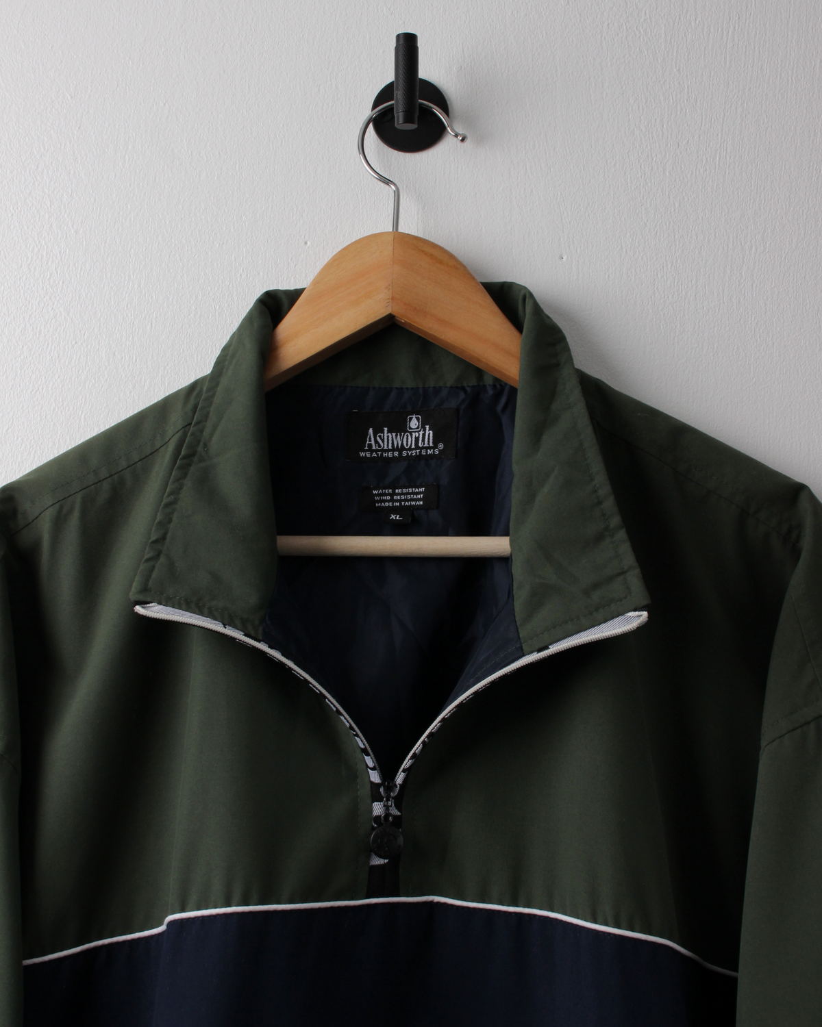 00s Ashworth Navy & Green Short Sleeve Windbreaker (XL)