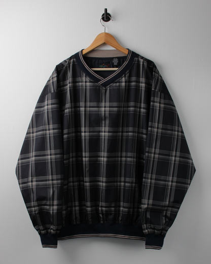 90s Greg Norman Navy & Cream Plaid Windbreaker (XL)