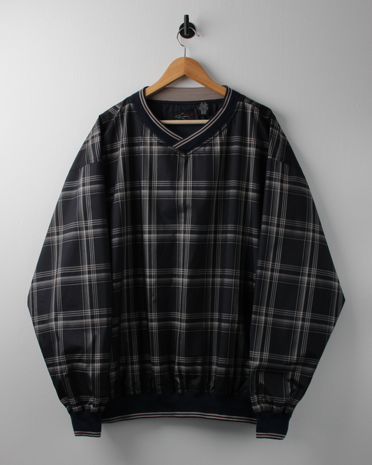 90s Greg Norman Navy & Cream Plaid Windbreaker (XL)