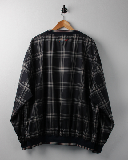 90s Greg Norman Navy & Cream Plaid Windbreaker (XL)