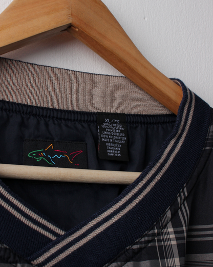 90s Greg Norman Navy & Cream Plaid Windbreaker (XL)