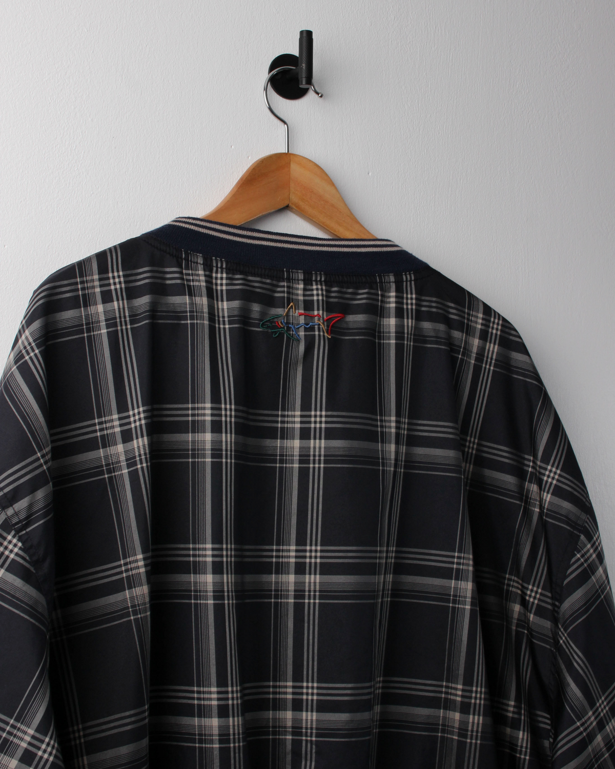90s Greg Norman Navy & Cream Plaid Windbreaker (XL)