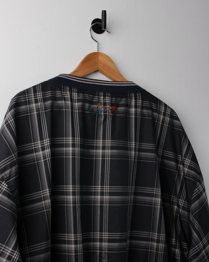 90s Greg Norman Navy & Cream Plaid Windbreaker (XL)