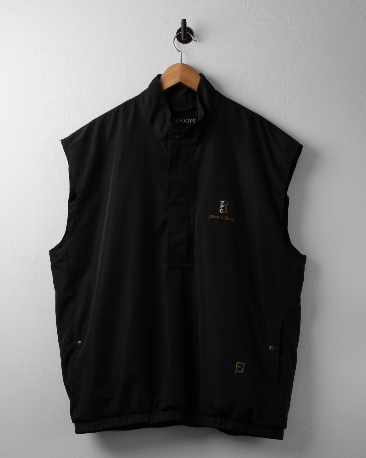 90s FootJoy TPC River’s Bend Black Windbreaker Golf Vest (L)
