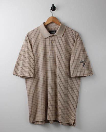90s Ashworth Beige Chequered Polo (L)