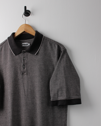 90s Ping Black & White Pinstripe Polo (M)