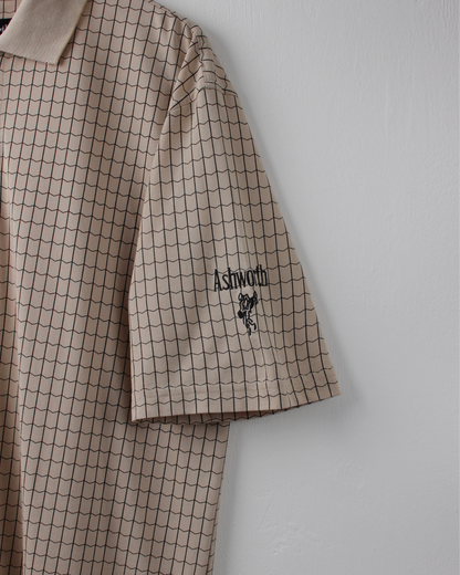 90s Ashworth Beige Chequered Polo (L)