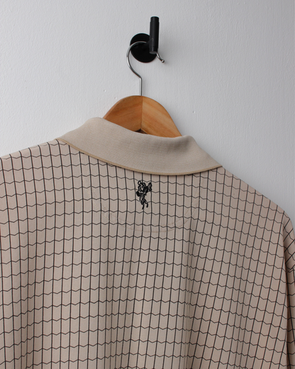 90s Ashworth Beige Chequered Polo (L)