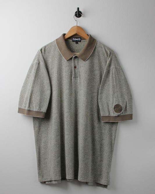 90s Ashworth Khaki Abstract Polo (L)