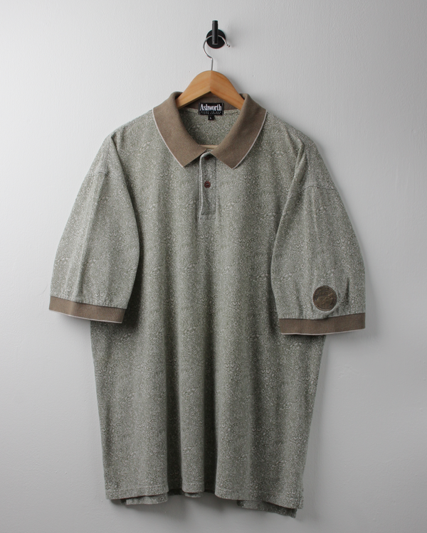 90s Ashworth Khaki Abstract Polo (L)