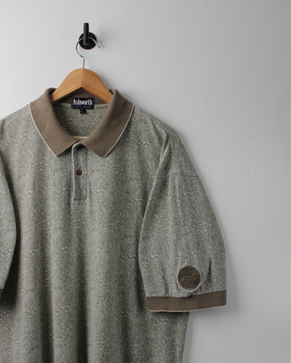 90s Ashworth Khaki Abstract Polo (L)
