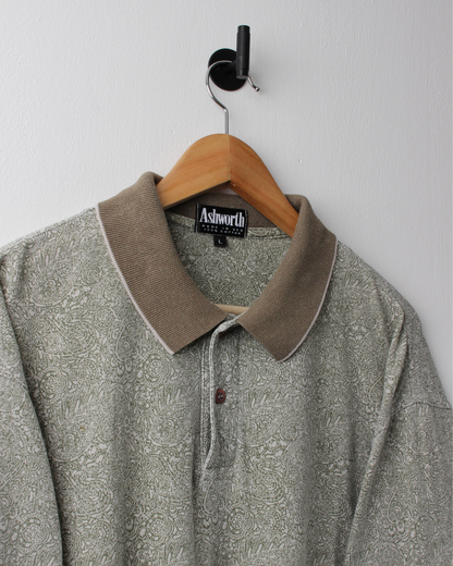 90s Ashworth Khaki Abstract Polo (L)