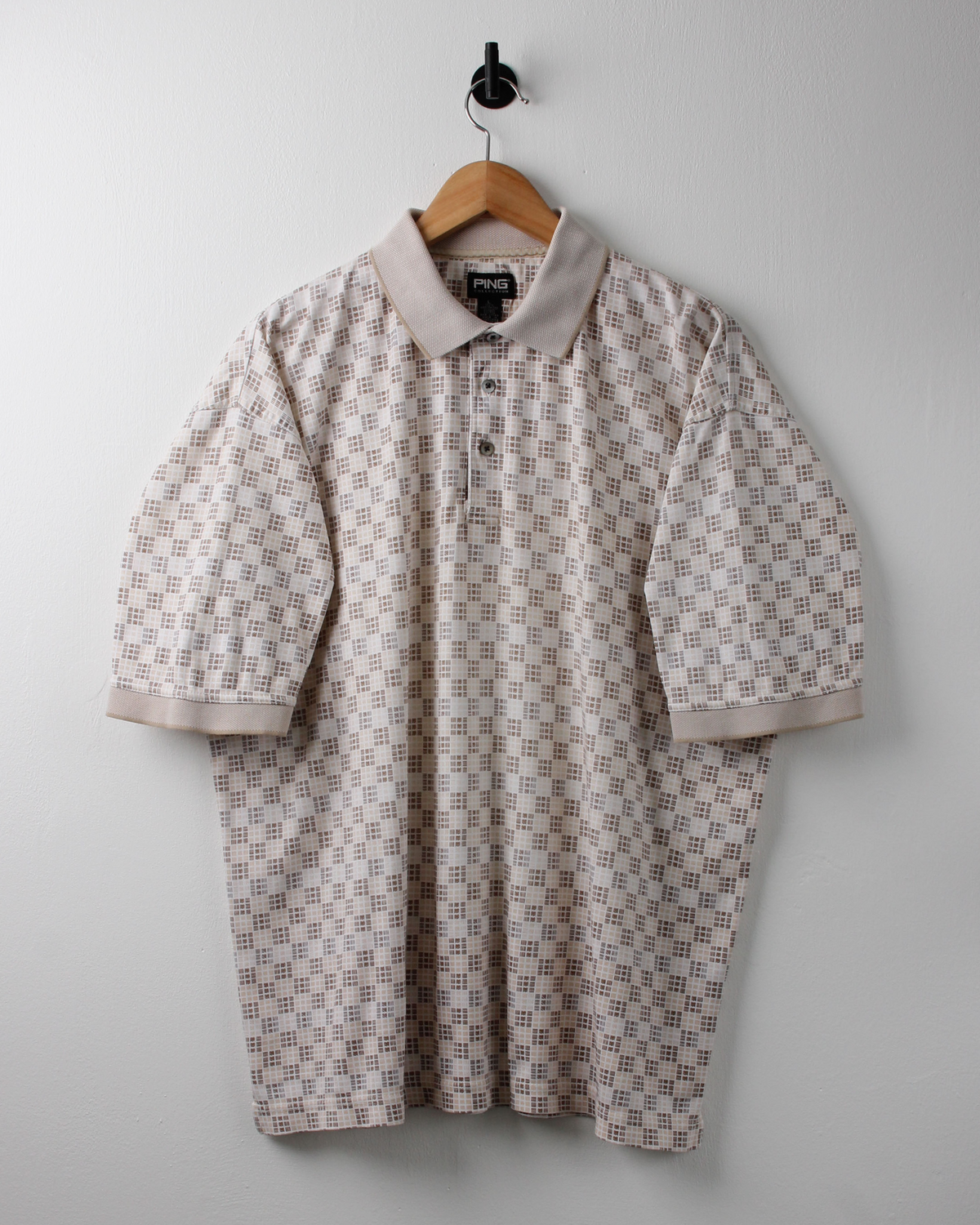 90s Ping Beige Geometric Polo (L)