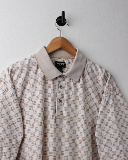 90s Ping Beige Geometric Polo (L)