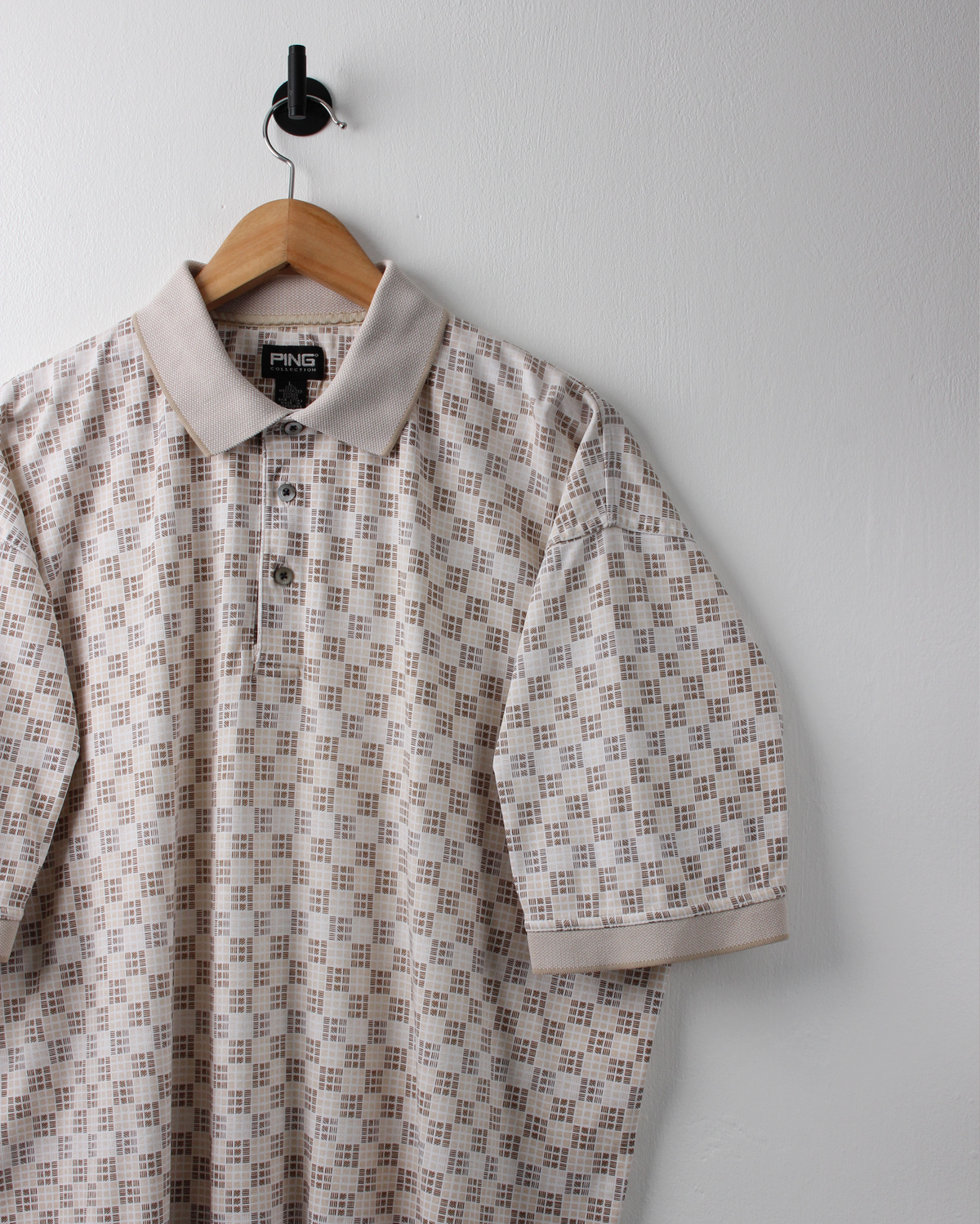 90s Ping Beige Geometric Polo (L)