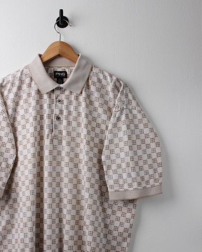 90s Ping Beige Geometric Polo (L)