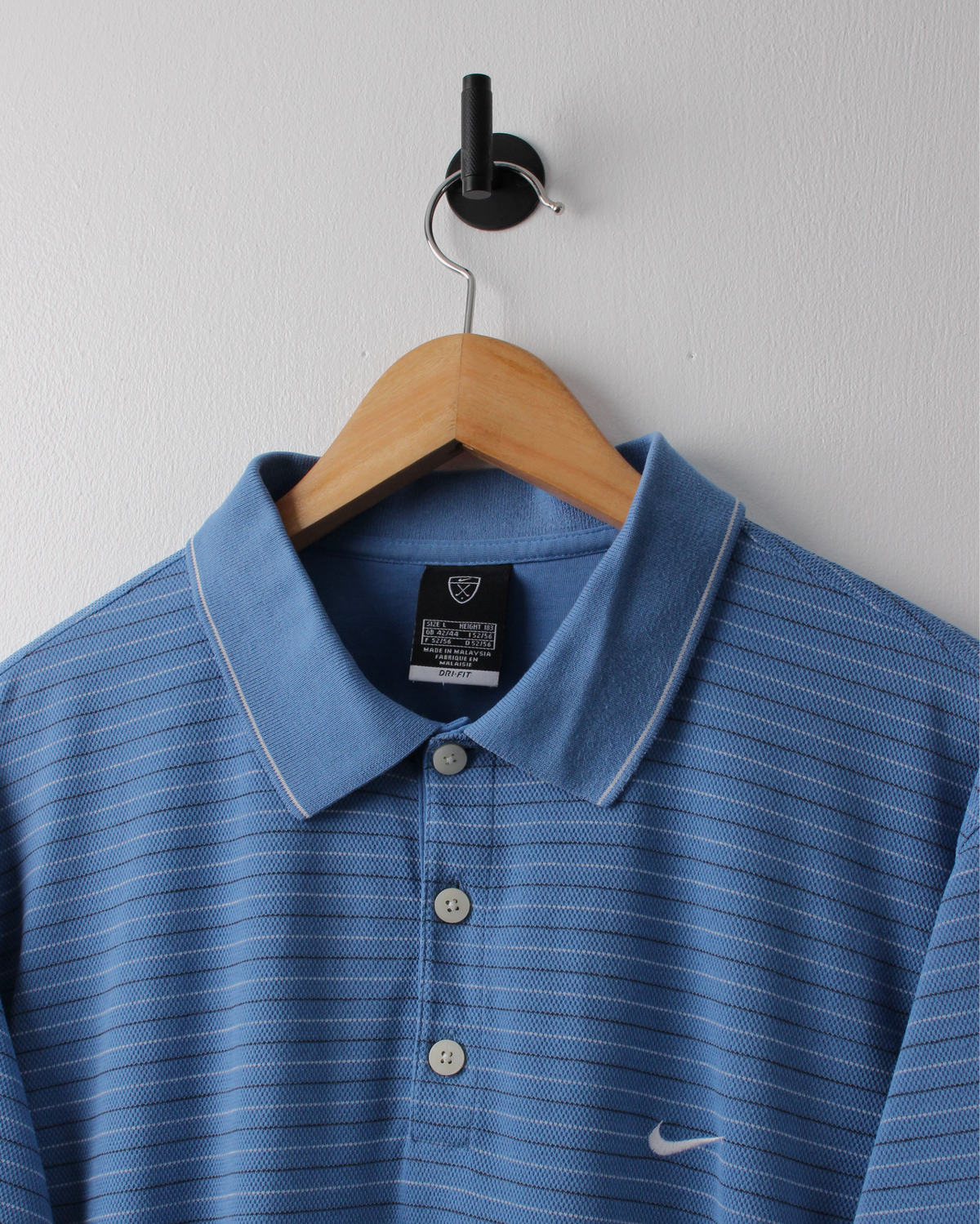 00s Nike Blue Striped Polo (M)