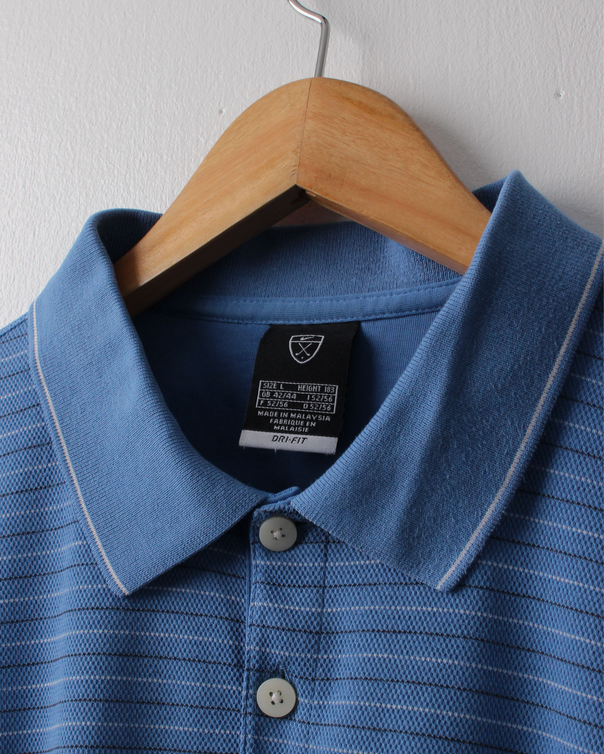 00s Nike Blue Striped Polo (M)