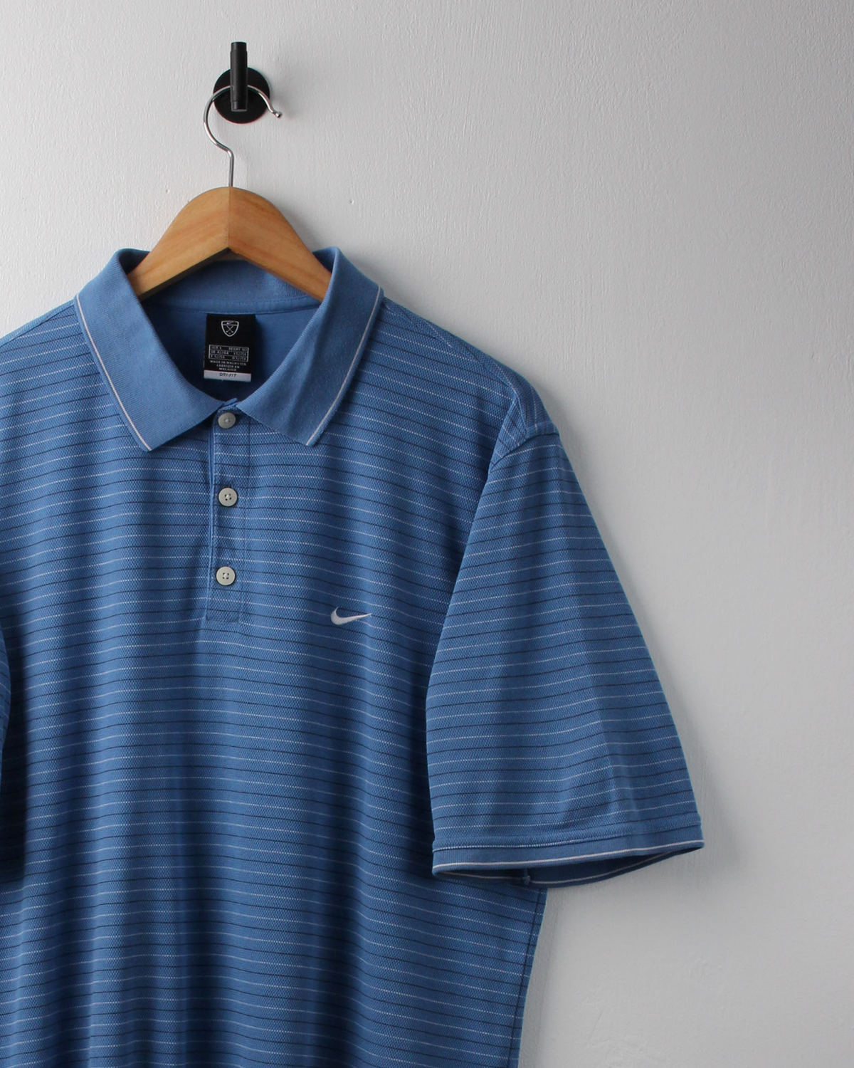 00s Nike Blue Striped Polo (M)