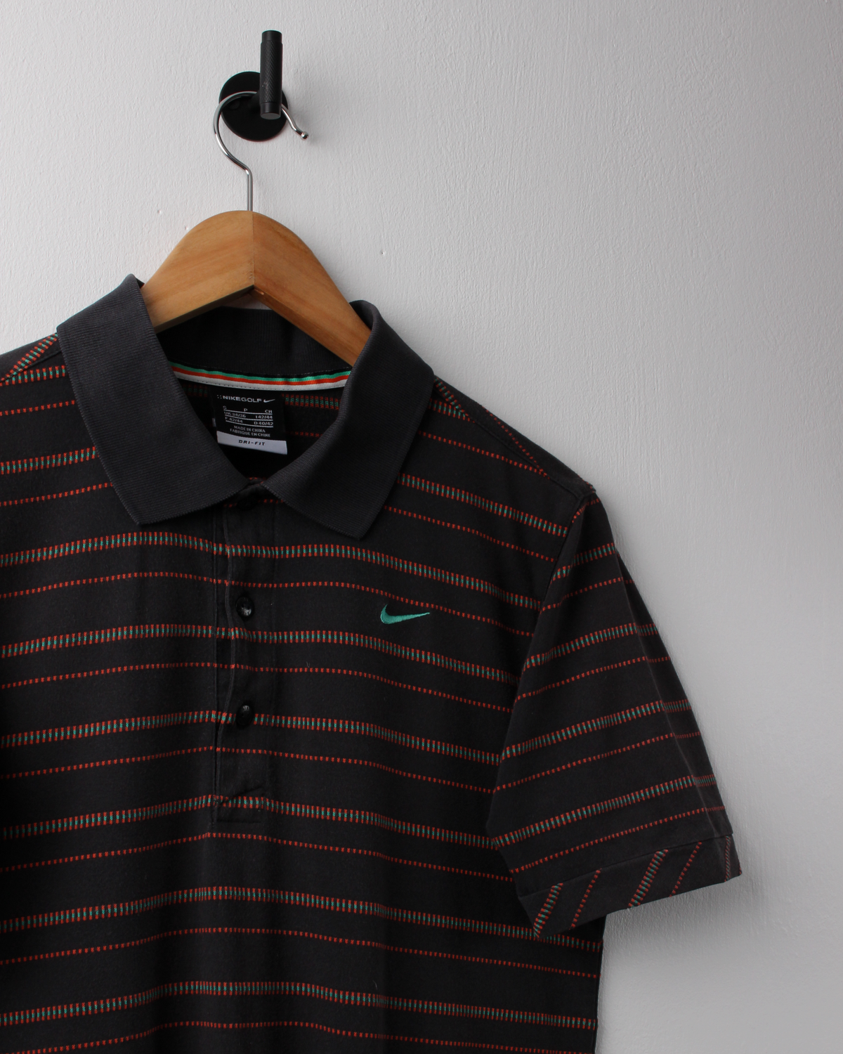 00s Nike Black & Orange Striped Polo (XS)