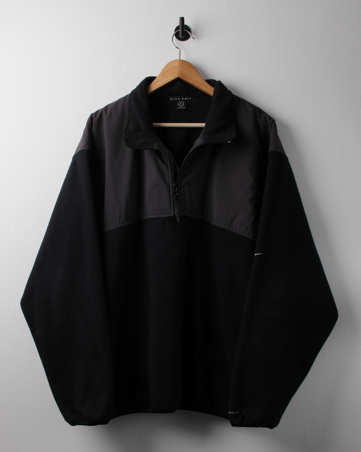 90s Nike Black Panelled Quarter Zip Fleece (XL)
