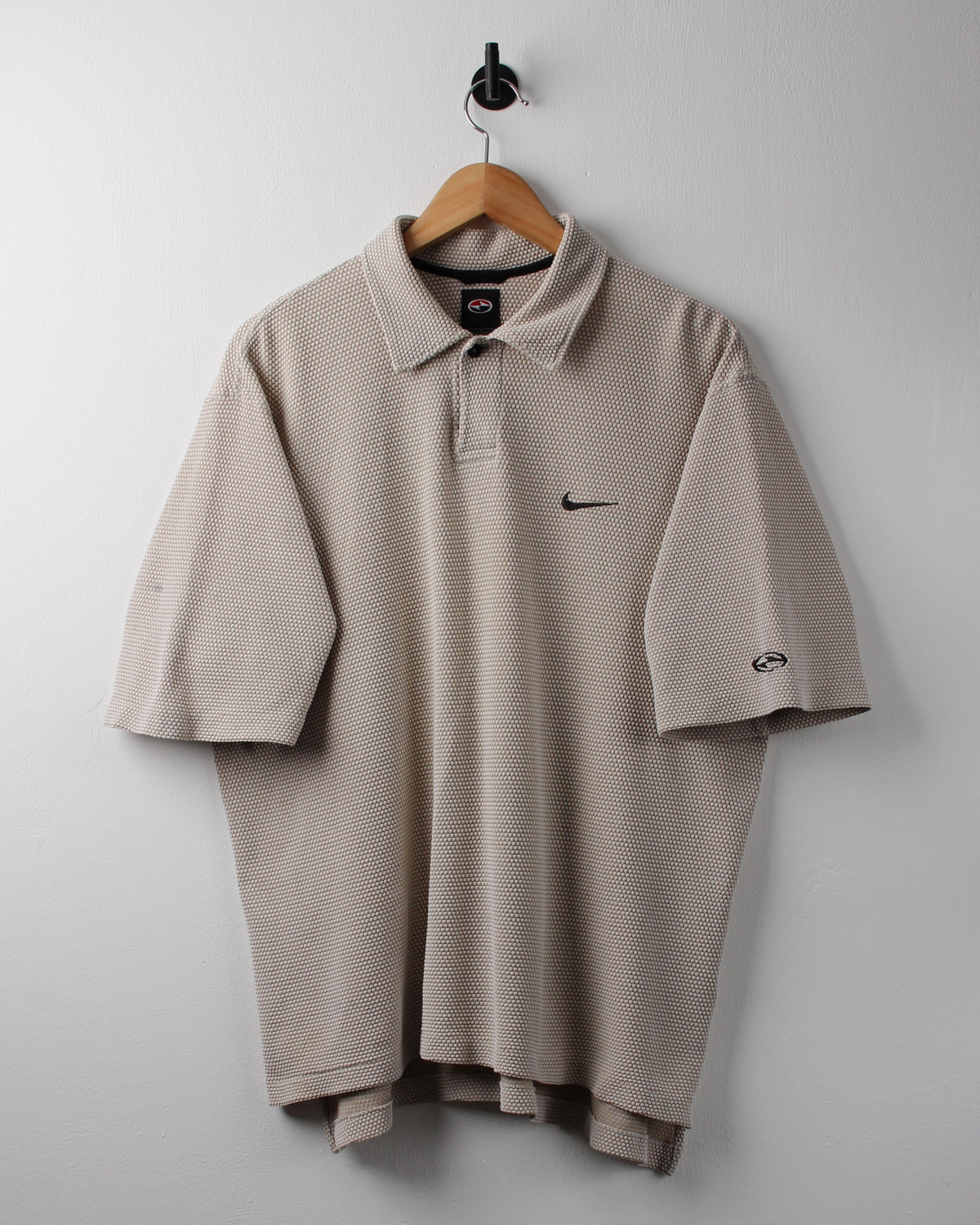 90s Nike Tiger Woods Yin Yang Beige Textured Polo (L)