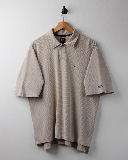 90s Nike Tiger Woods Yin Yang Beige Textured Polo (L)