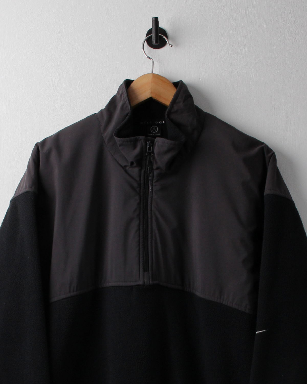 90s Nike Black Panelled Quarter Zip Fleece (XL)