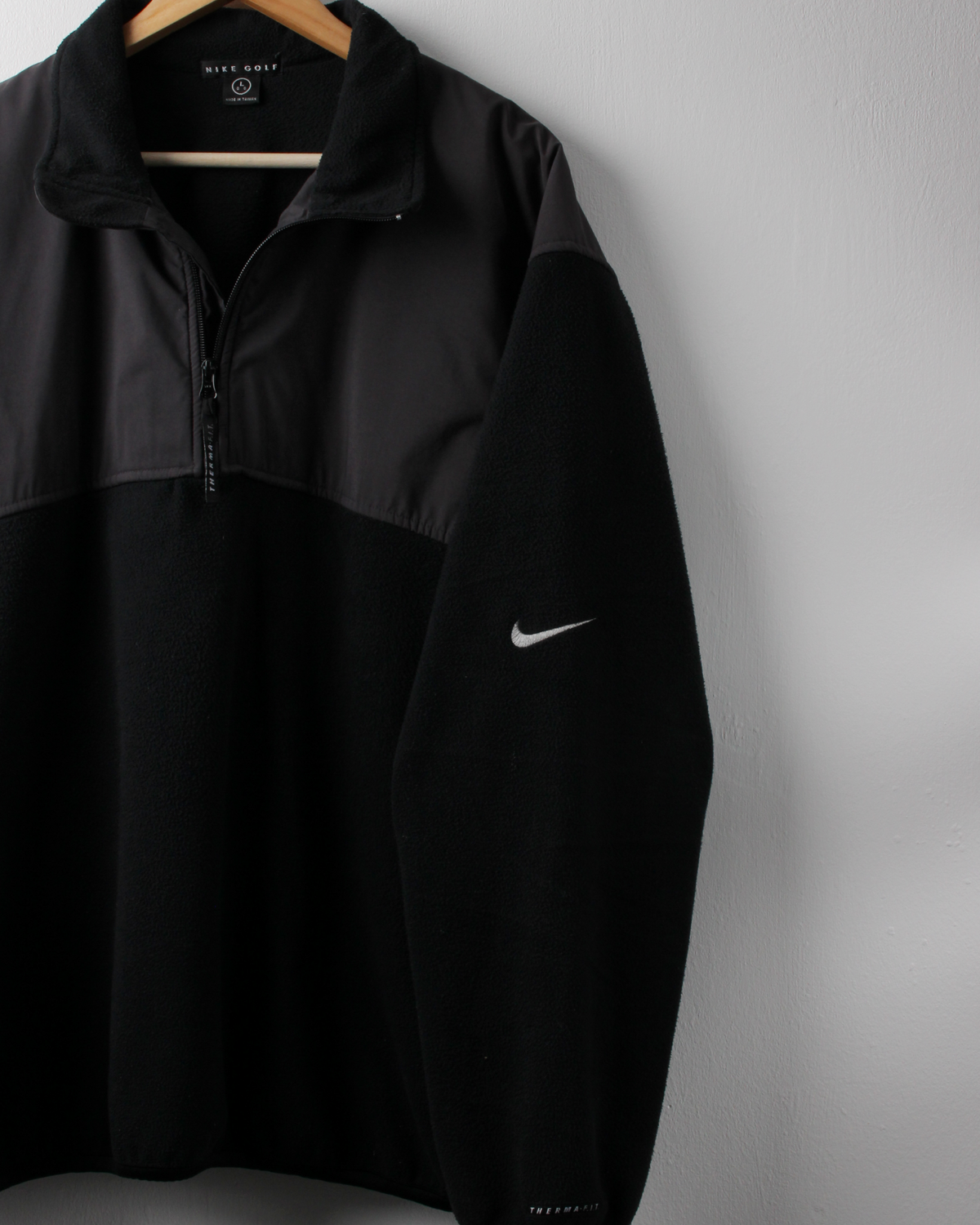90s Nike Black Panelled Quarter Zip Fleece (XL)