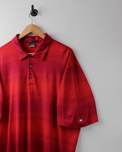 00s Nike Tiger Woods Collection Red Striped Polo (XL)
