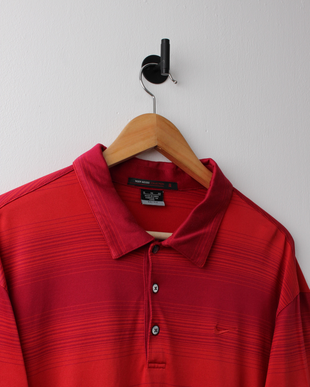 00s Nike Tiger Woods Collection Red Striped Polo (XL)