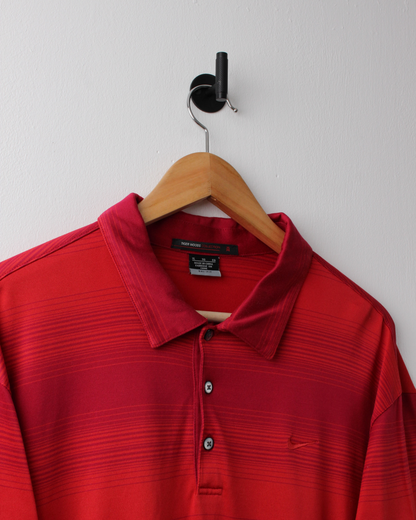 00s Nike Tiger Woods Collection Red Striped Polo (XL)