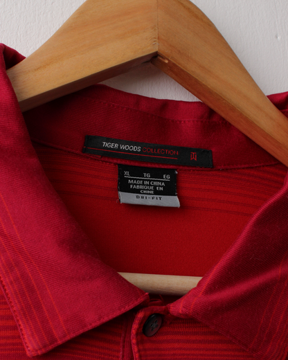 00s Nike Tiger Woods Collection Red Striped Polo (XL)