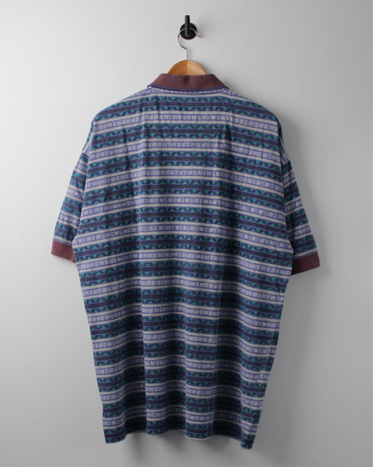 90s Reebok Golf Purple & Blue Abstract Striped Polo (XL)