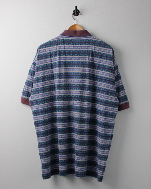 90s Reebok Golf Purple & Blue Abstract Striped Polo (XL)