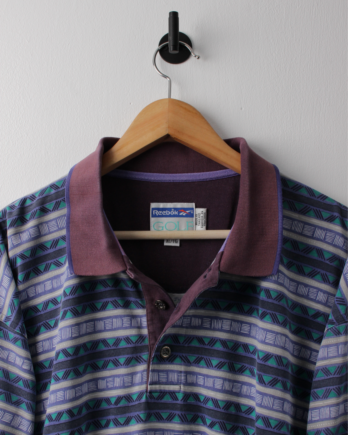 90s Reebok Golf Purple & Blue Abstract Striped Polo (XL)
