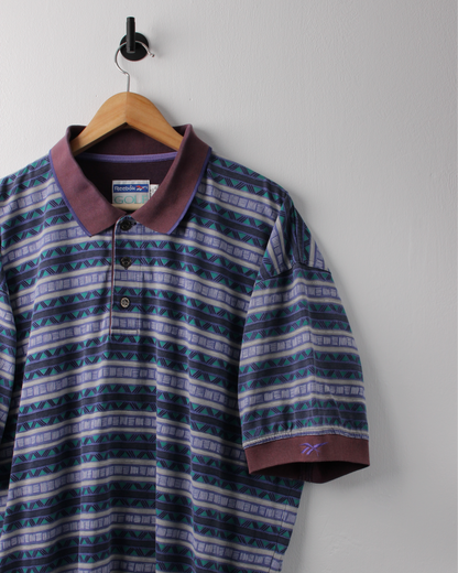 90s Reebok Golf Purple & Blue Abstract Striped Polo (XL)