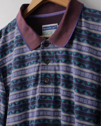 90s Reebok Golf Purple & Blue Abstract Striped Polo (XL)