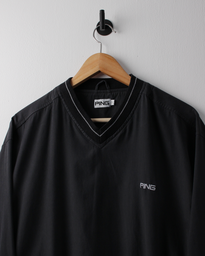 00s Ping Black V-Neck Windbreaker (L)