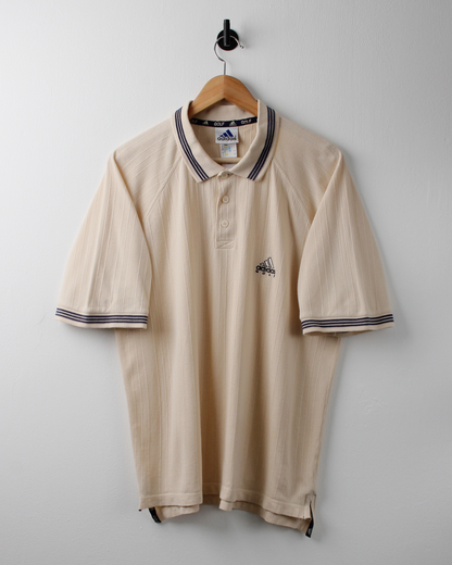 90s Adidas Cream Textured Polo (M)