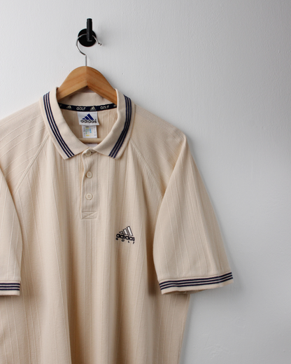 90s Adidas Cream Textured Polo (M)