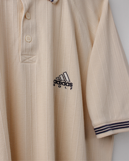 90s Adidas Cream Textured Polo (M)