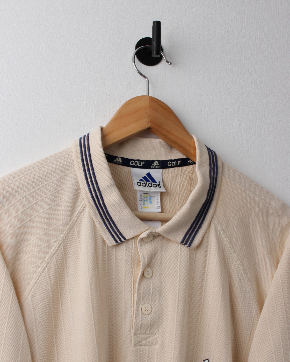 90s Adidas Cream Textured Polo (M)