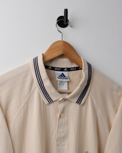90s Adidas Cream Textured Polo (M)
