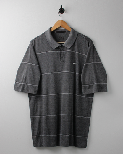 00s Nike Tiger Woods Collection Grey Striped Polo (L)