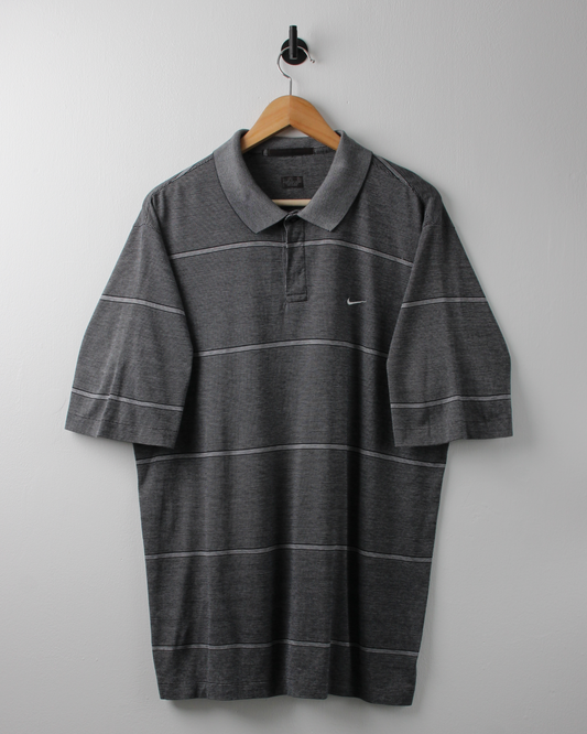 00s Nike Tiger Woods Collection Grey Striped Polo (L)